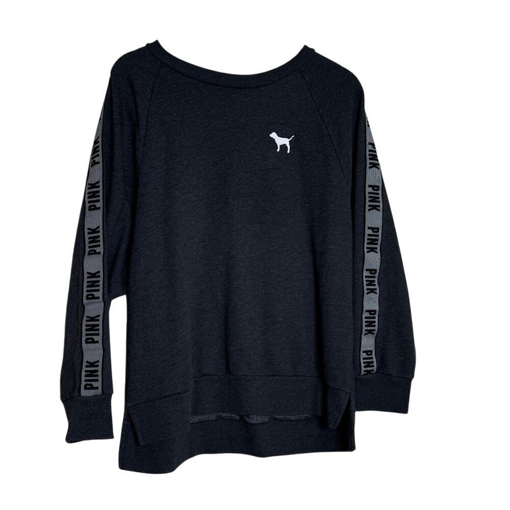 Victoria Secret Pink Crew Neck Rainbow Logo Oversized Sweatshirt Gray Size L